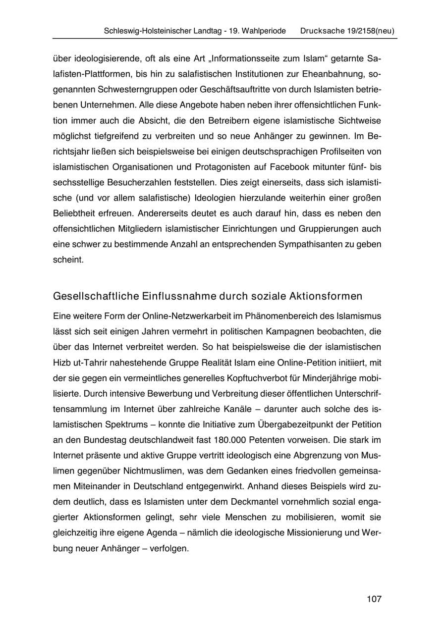 Seite 121 des Verfassungsschutzbericht 2019 Schleswig-Holstein