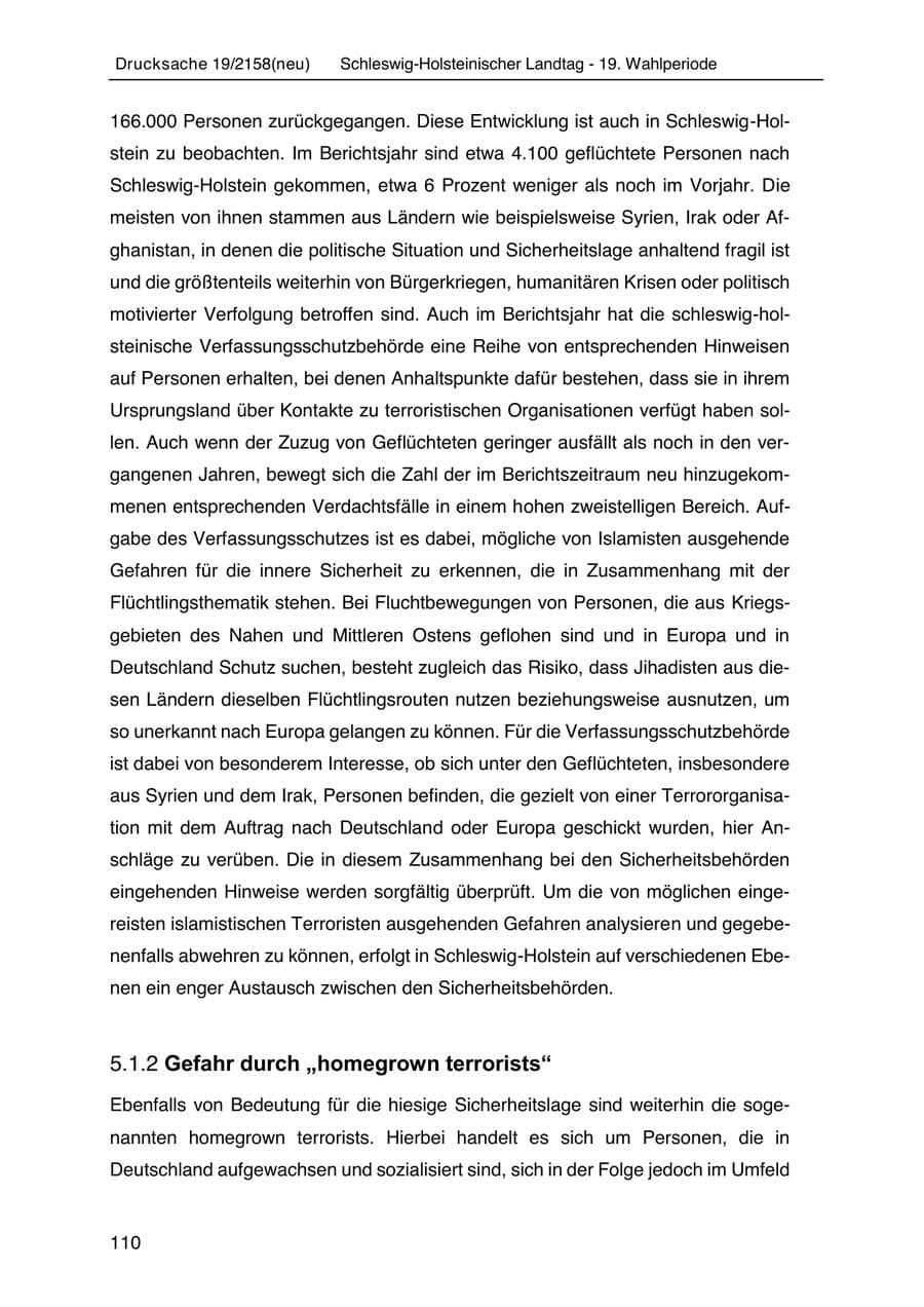 Seite 124 des Verfassungsschutzbericht 2019 Schleswig-Holstein