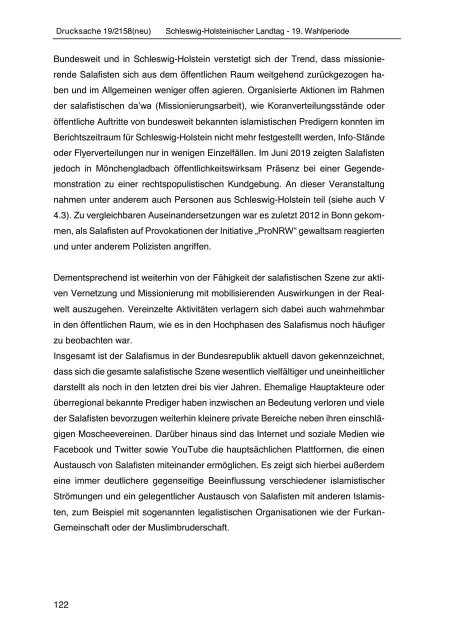 Seite 136 des Verfassungsschutzbericht 2019 Schleswig-Holstein