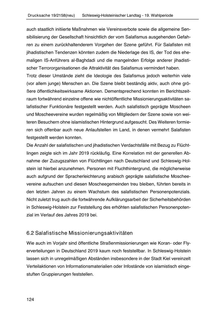 Seite 138 des Verfassungsschutzbericht 2019 Schleswig-Holstein