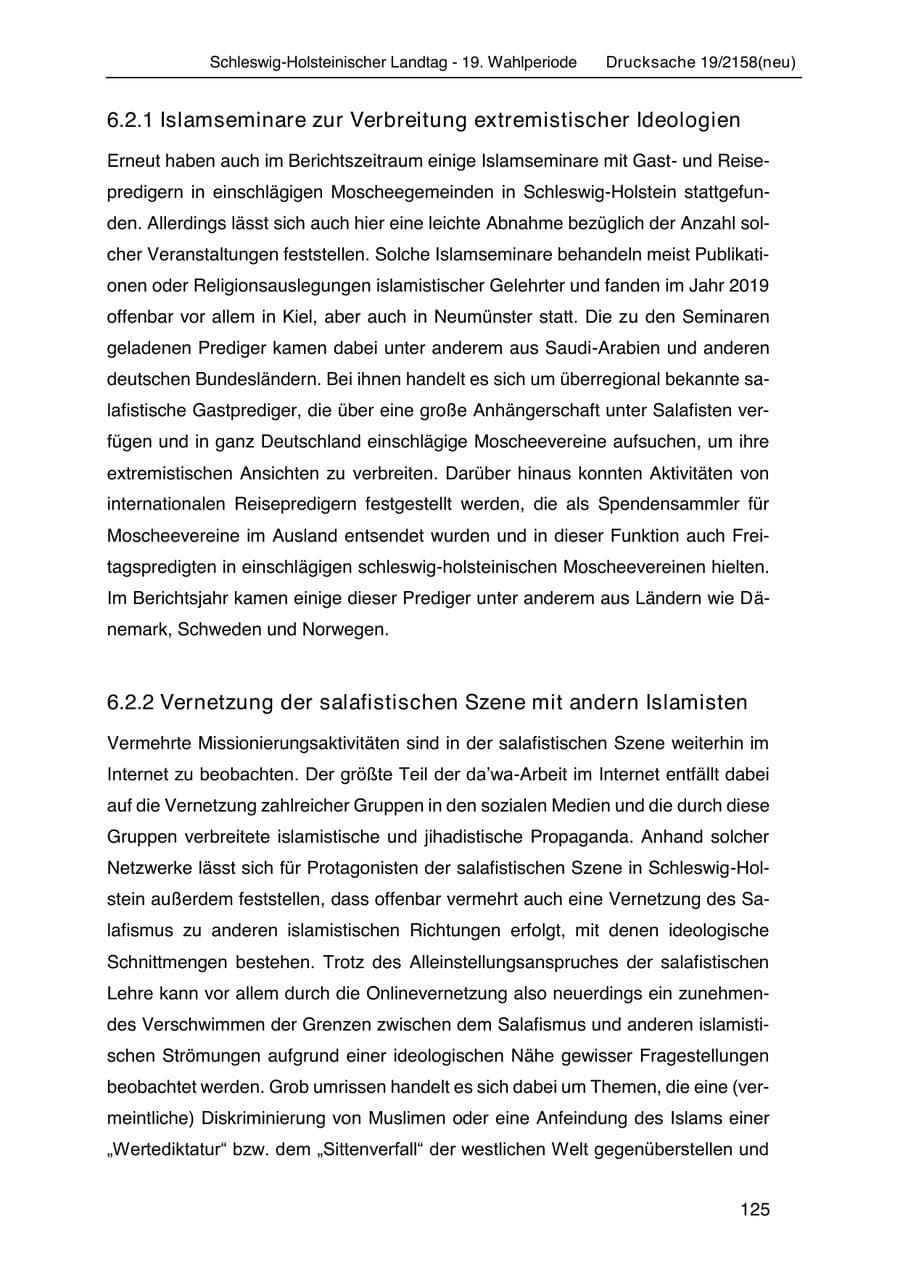 Seite 139 des Verfassungsschutzbericht 2019 Schleswig-Holstein