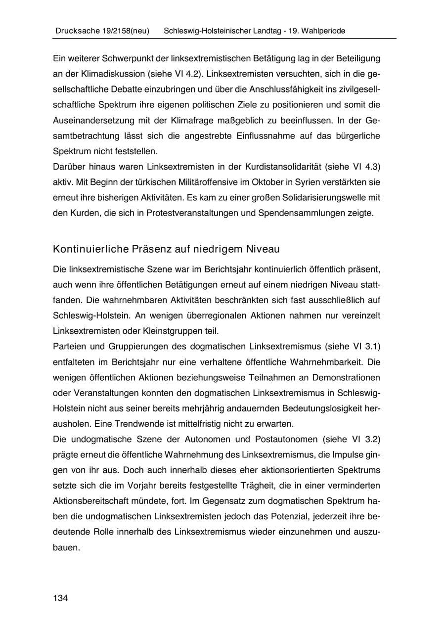 Seite 148 des Verfassungsschutzbericht 2019 Schleswig-Holstein