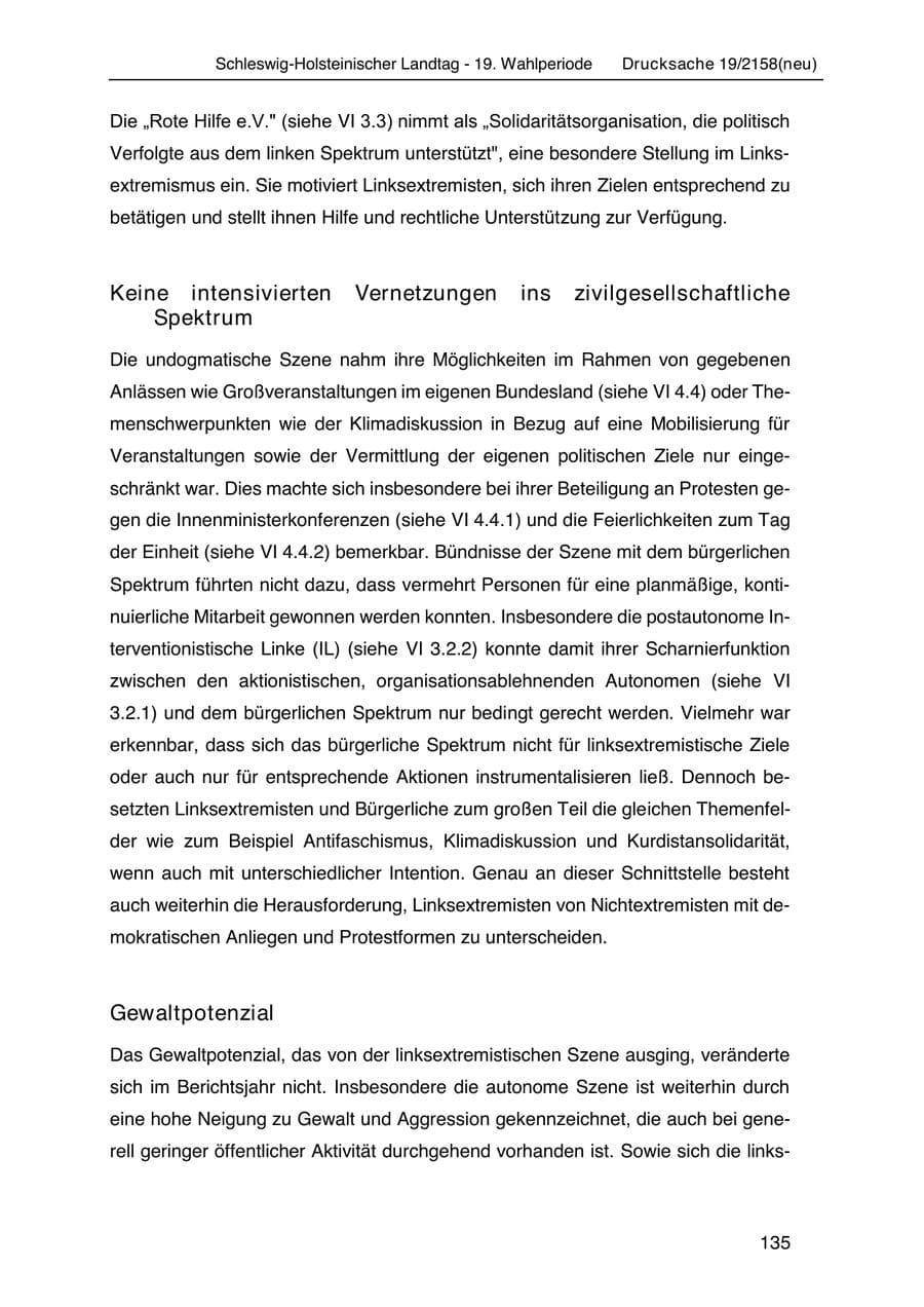 Seite 149 des Verfassungsschutzbericht 2019 Schleswig-Holstein