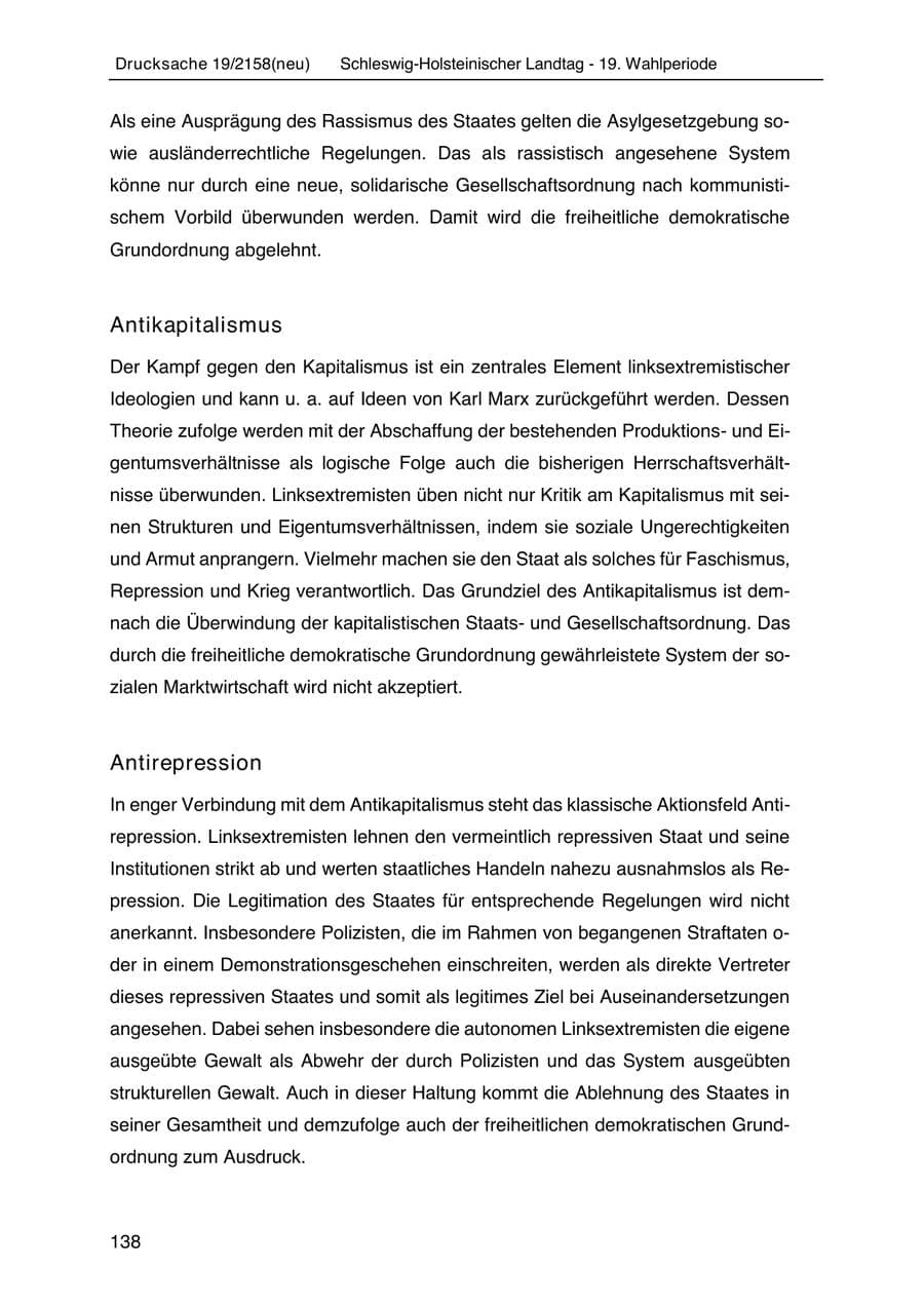 Seite 152 des Verfassungsschutzbericht 2019 Schleswig-Holstein