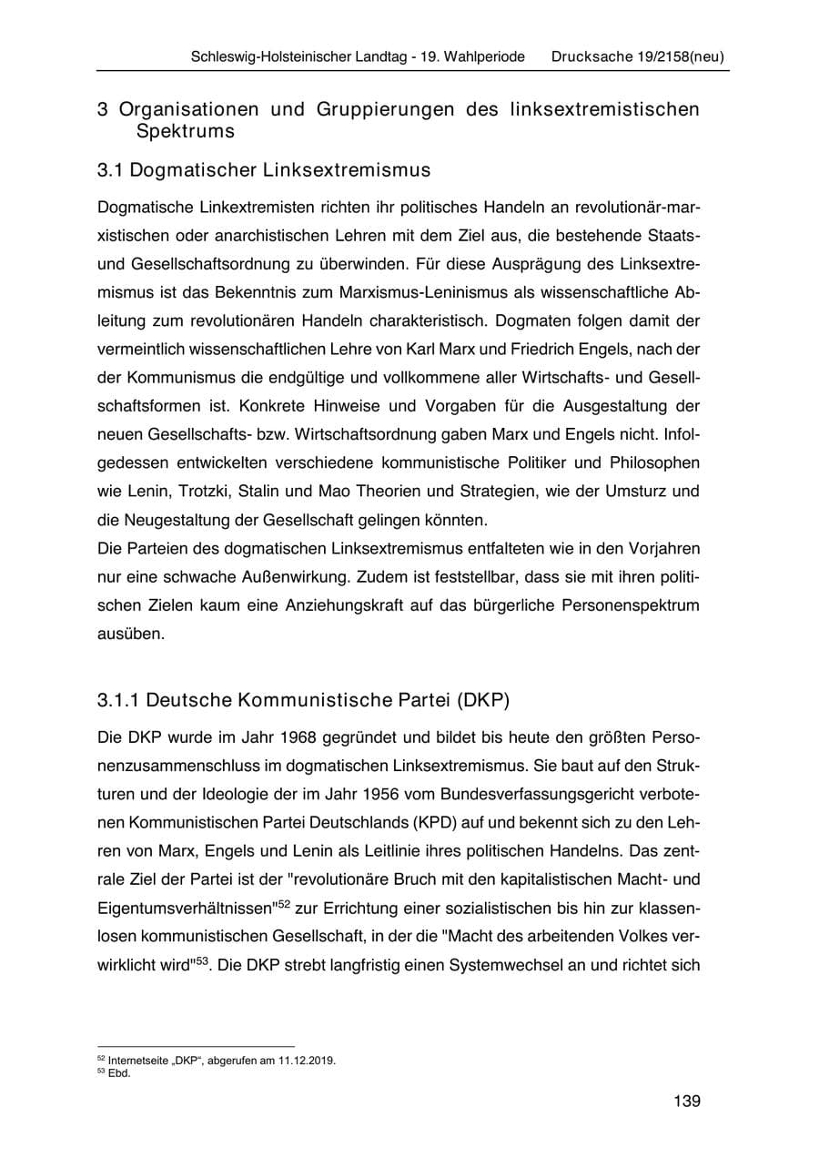 Seite 153 des Verfassungsschutzbericht 2019 Schleswig-Holstein