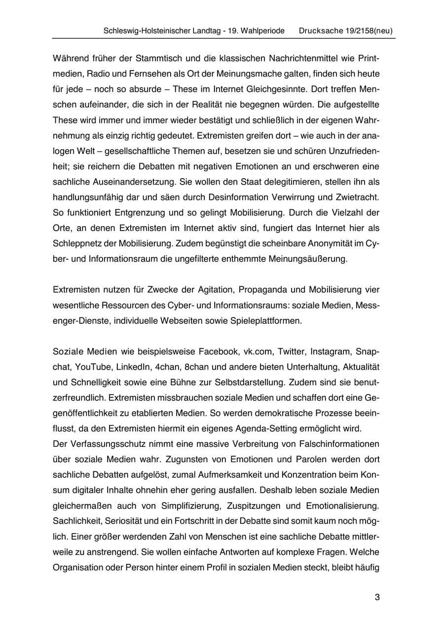Seite 17 des Verfassungsschutzbericht 2019 Schleswig-Holstein