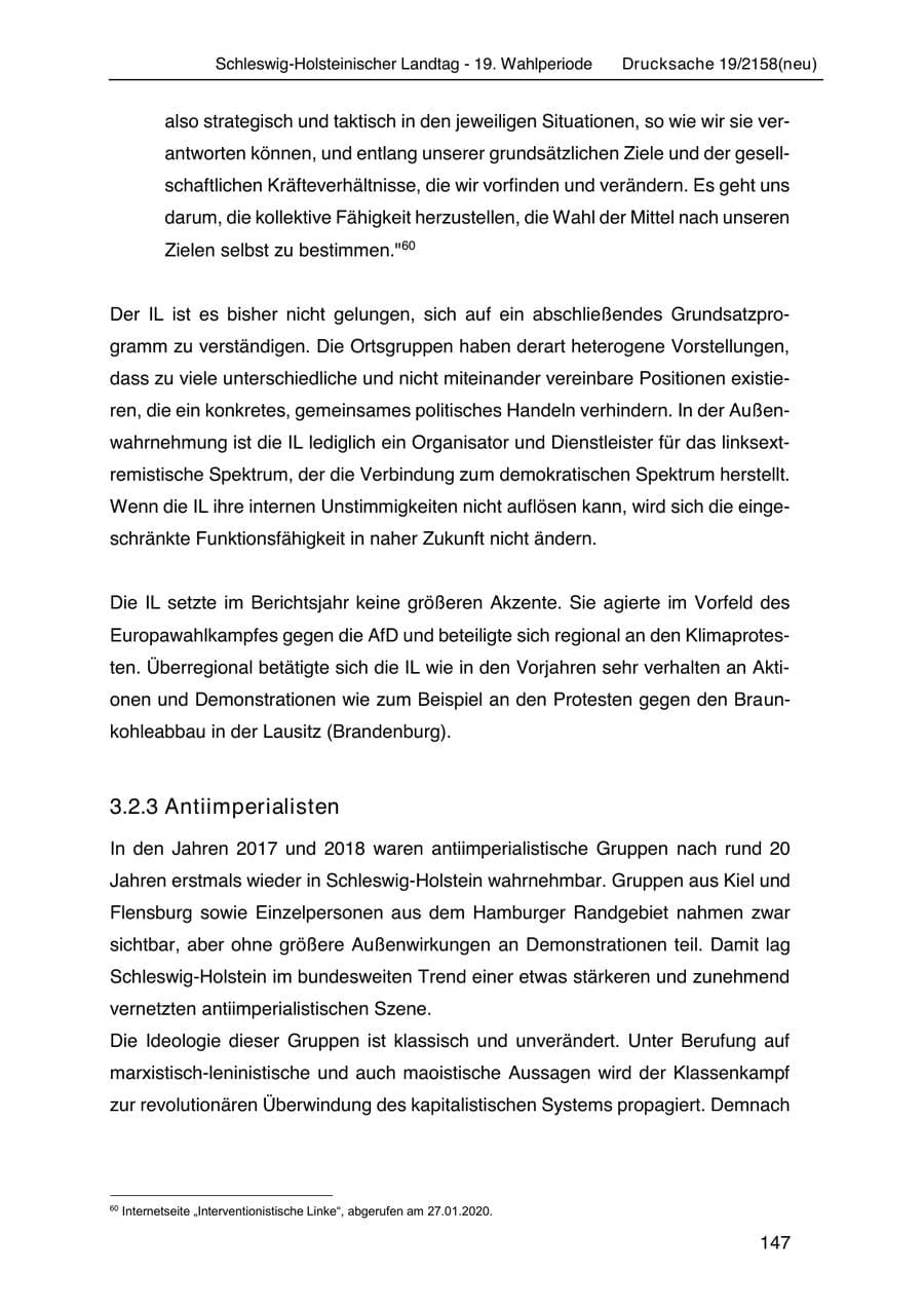 Seite 161 des Verfassungsschutzbericht 2019 Schleswig-Holstein