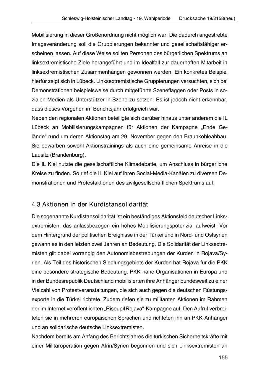 Seite 169 des Verfassungsschutzbericht 2019 Schleswig-Holstein