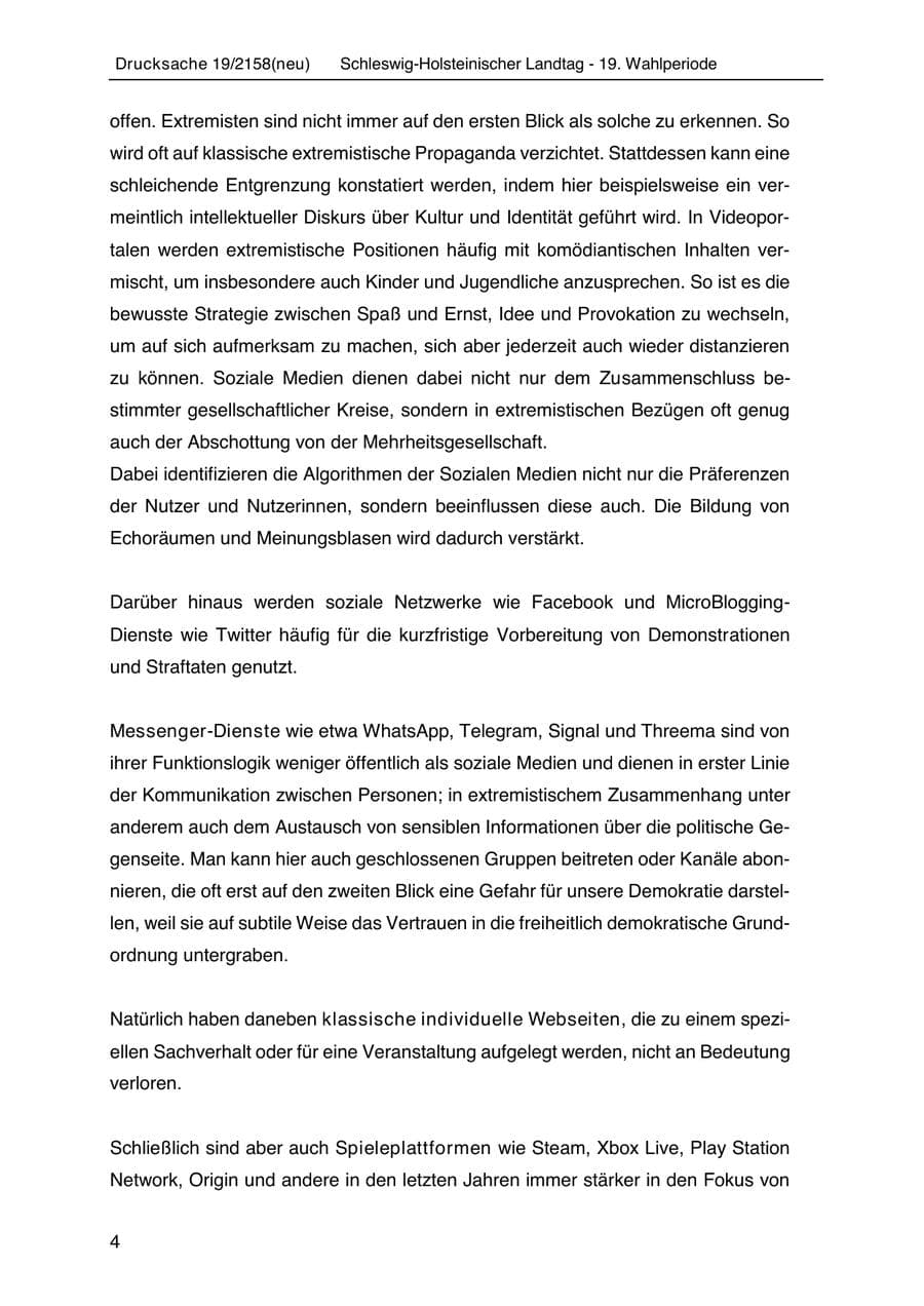 Seite 18 des Verfassungsschutzbericht 2019 Schleswig-Holstein