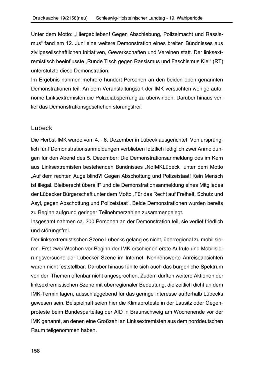 Seite 172 des Verfassungsschutzbericht 2019 Schleswig-Holstein