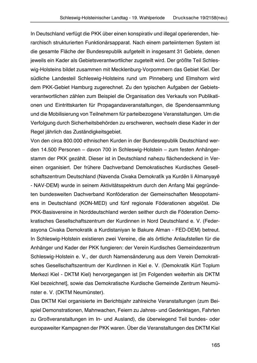 Seite 179 des Verfassungsschutzbericht 2019 Schleswig-Holstein