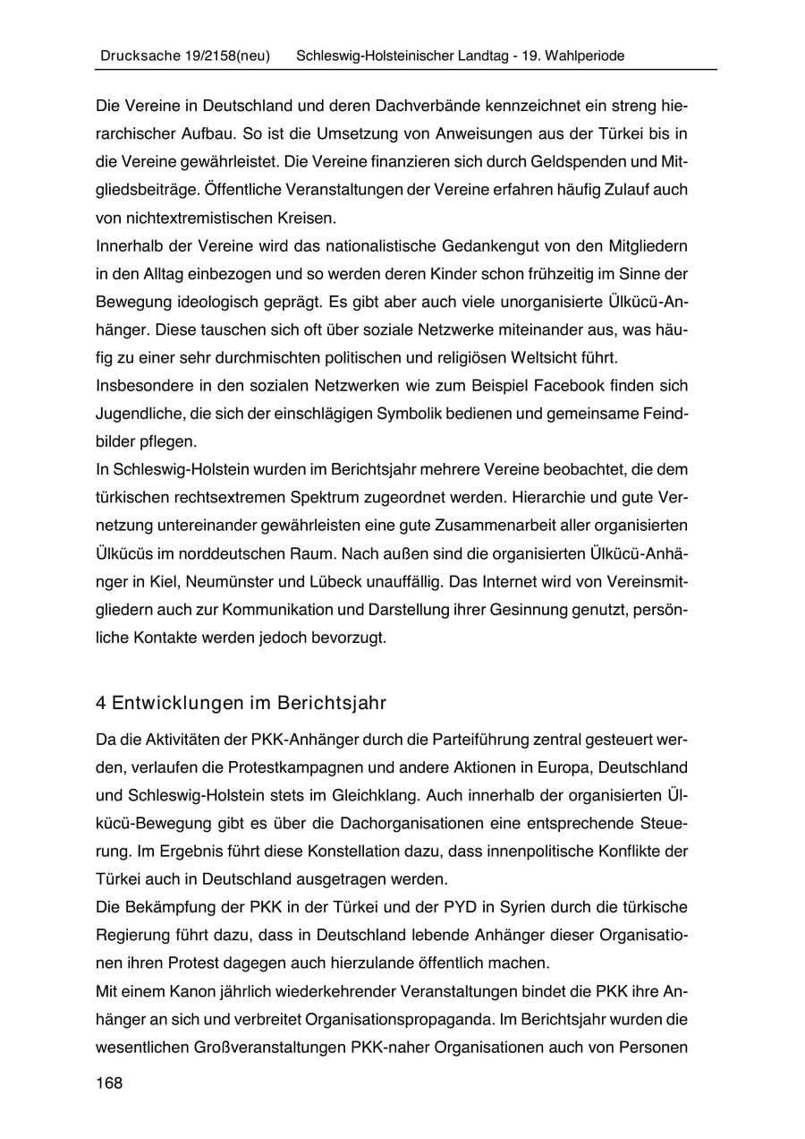 Seite 182 des Verfassungsschutzbericht 2019 Schleswig-Holstein