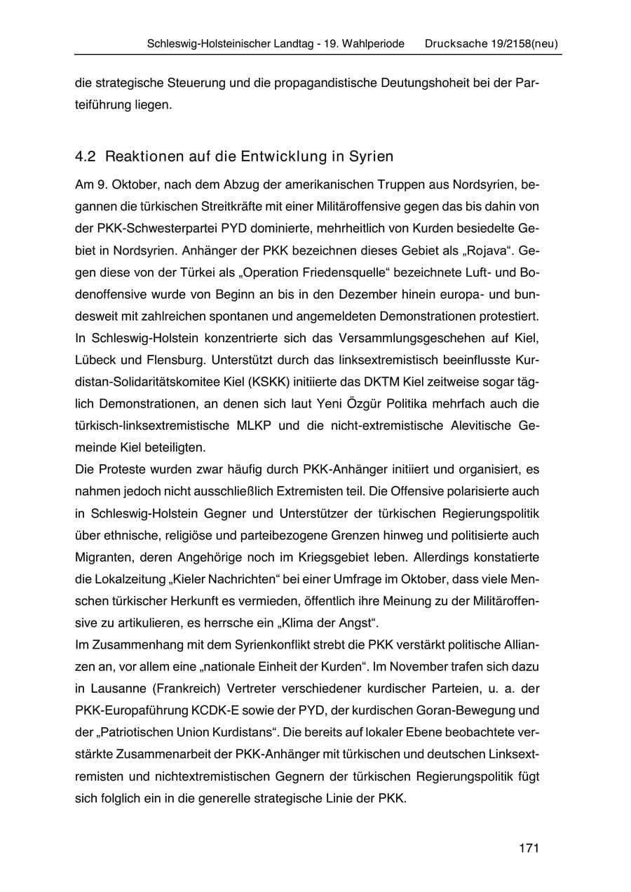 Seite 185 des Verfassungsschutzbericht 2019 Schleswig-Holstein