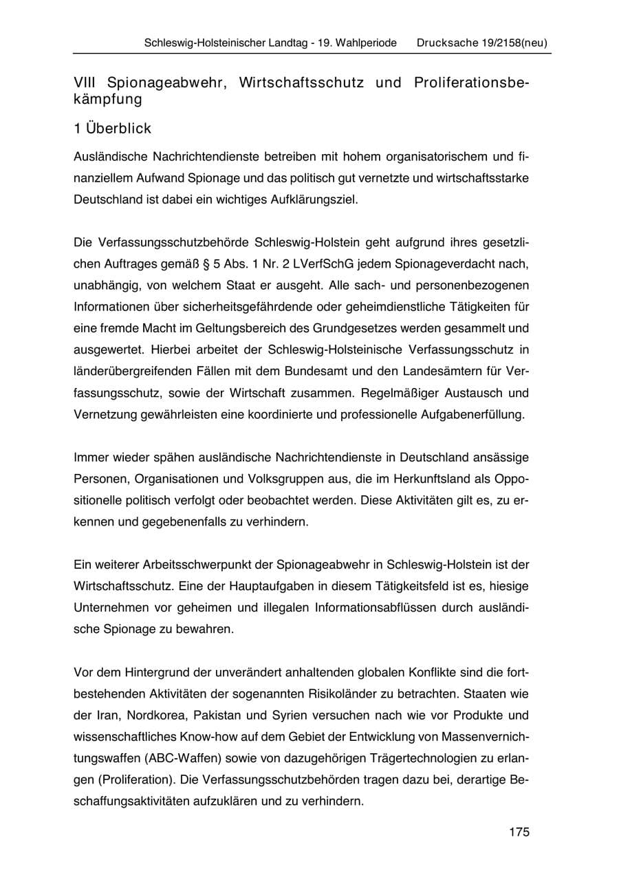 Seite 189 des Verfassungsschutzbericht 2019 Schleswig-Holstein