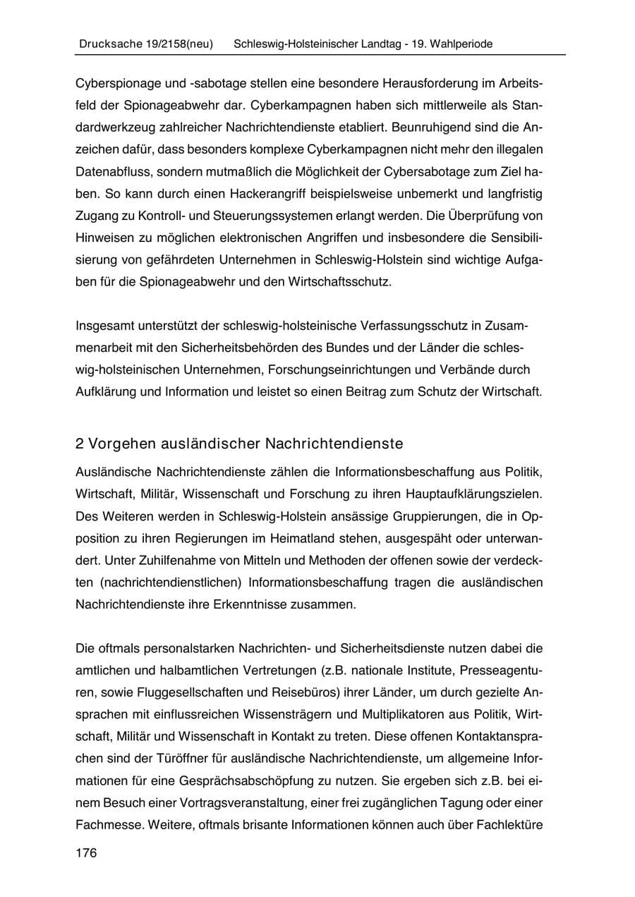 Seite 190 des Verfassungsschutzbericht 2019 Schleswig-Holstein