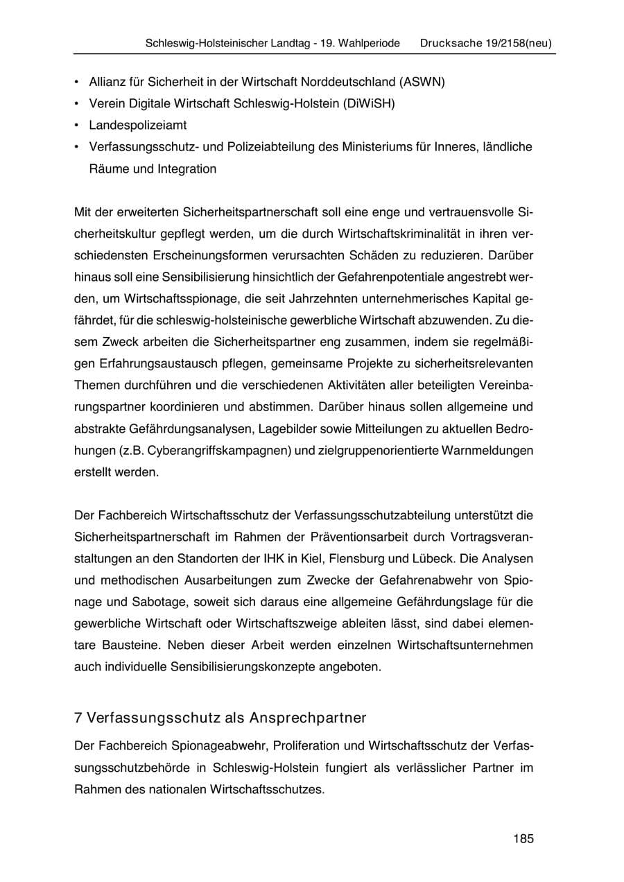 Seite 199 des Verfassungsschutzbericht 2019 Schleswig-Holstein