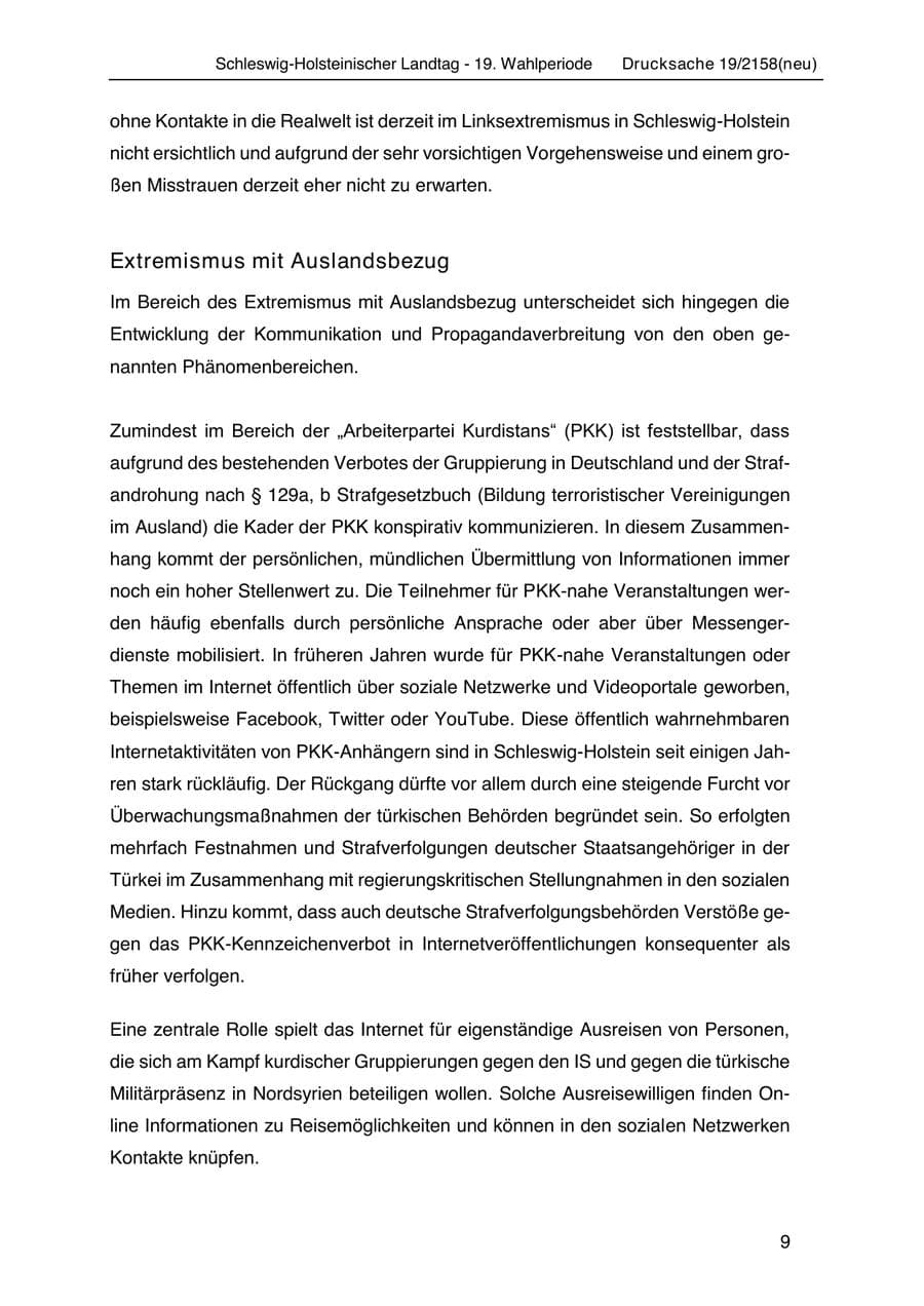 Seite 23 des Verfassungsschutzbericht 2019 Schleswig-Holstein