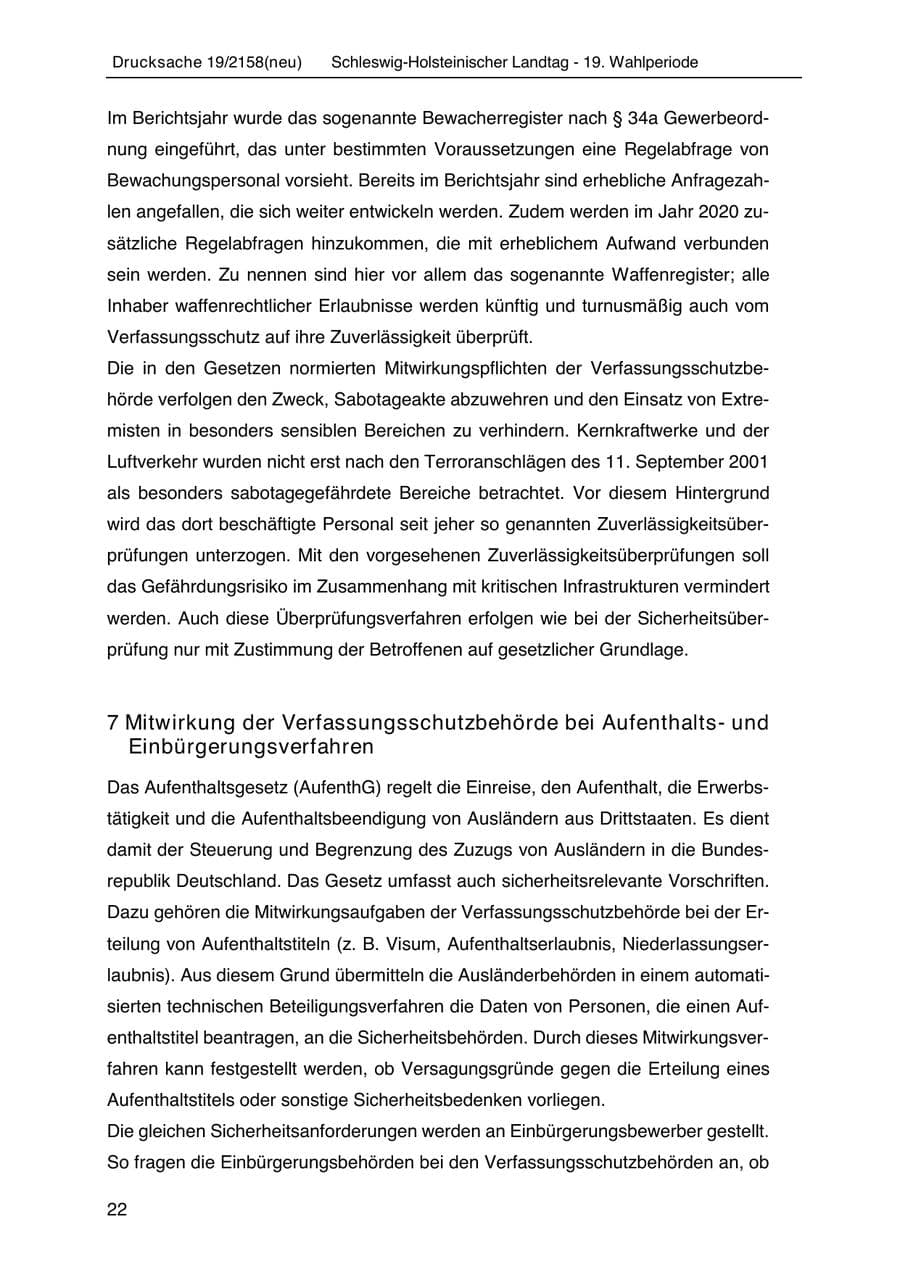 Seite 36 des Verfassungsschutzbericht 2019 Schleswig-Holstein
