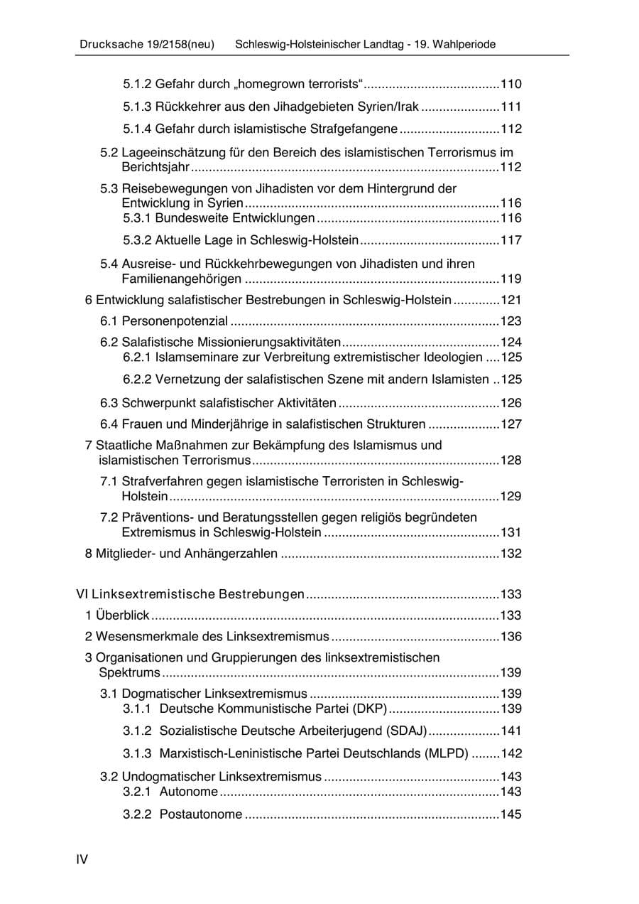 Seite 6 des Verfassungsschutzbericht 2019 Schleswig-Holstein