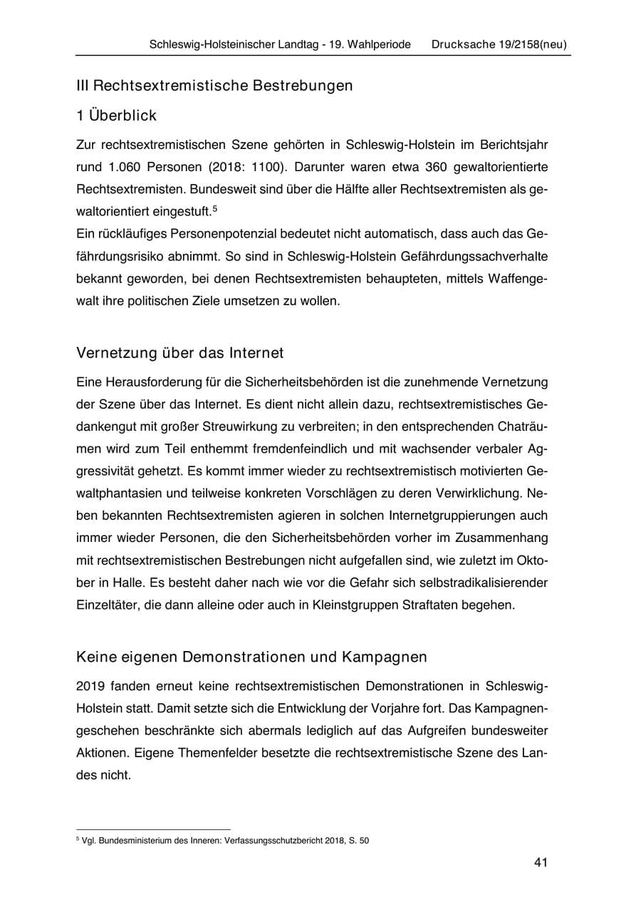 Seite 55 des Verfassungsschutzbericht 2019 Schleswig-Holstein
