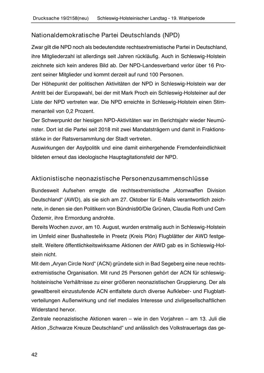 Seite 56 des Verfassungsschutzbericht 2019 Schleswig-Holstein
