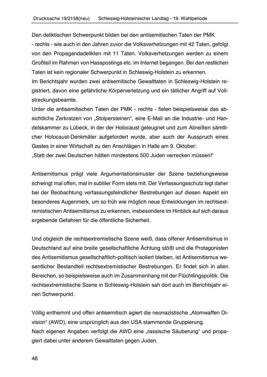 Seite 60 des Verfassungsschutzbericht 2019 Schleswig-Holstein