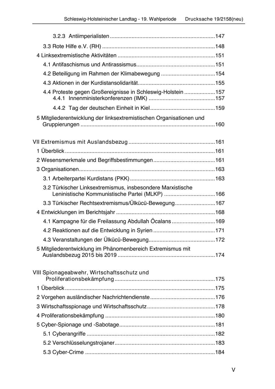 Seite 7 des Verfassungsschutzbericht 2019 Schleswig-Holstein