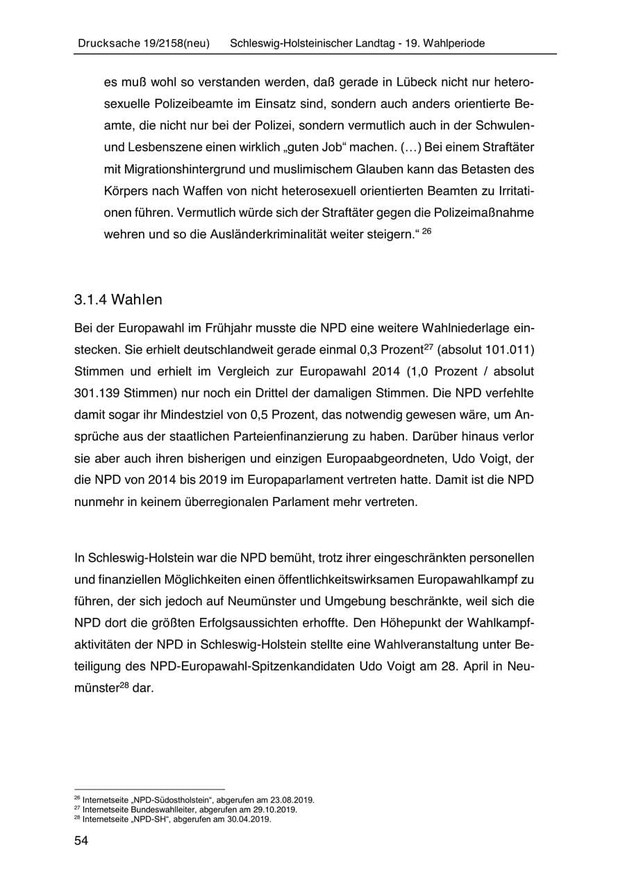 Seite 68 des Verfassungsschutzbericht 2019 Schleswig-Holstein