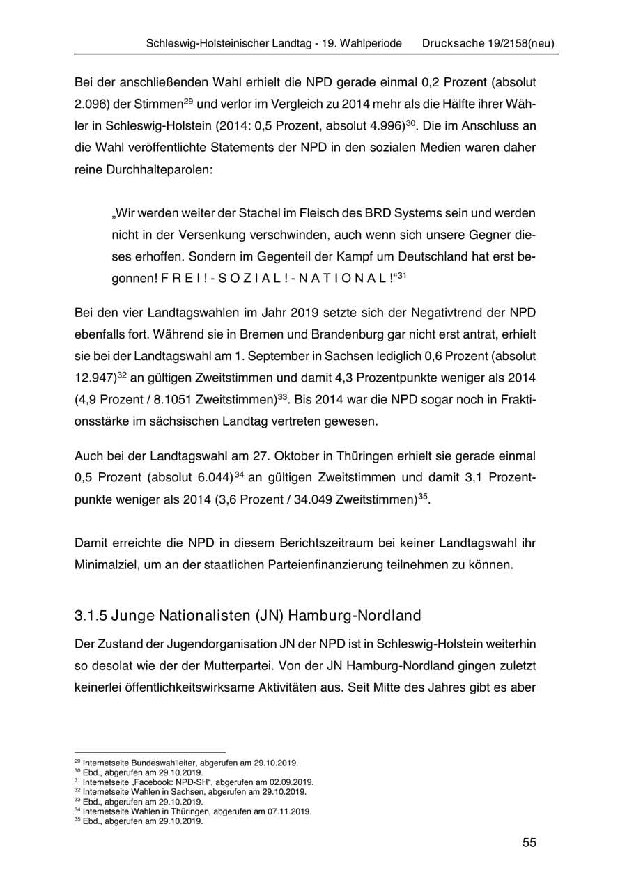 Seite 69 des Verfassungsschutzbericht 2019 Schleswig-Holstein