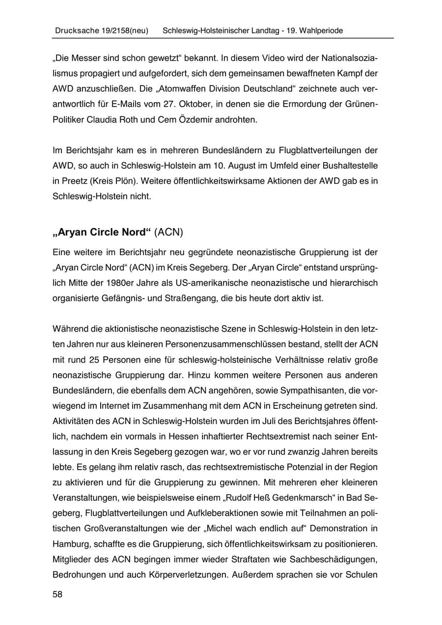 Seite 72 des Verfassungsschutzbericht 2019 Schleswig-Holstein