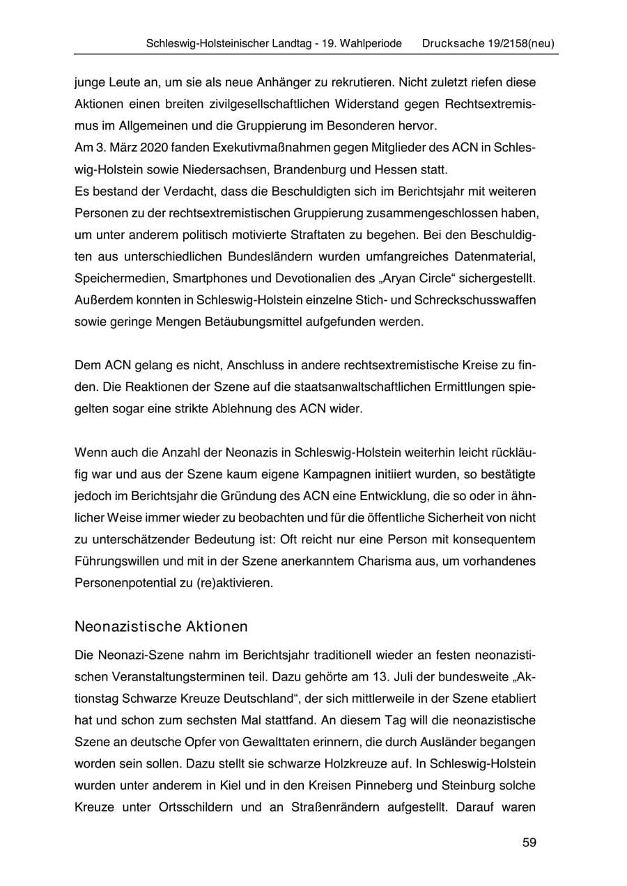Seite 73 des Verfassungsschutzbericht 2019 Schleswig-Holstein