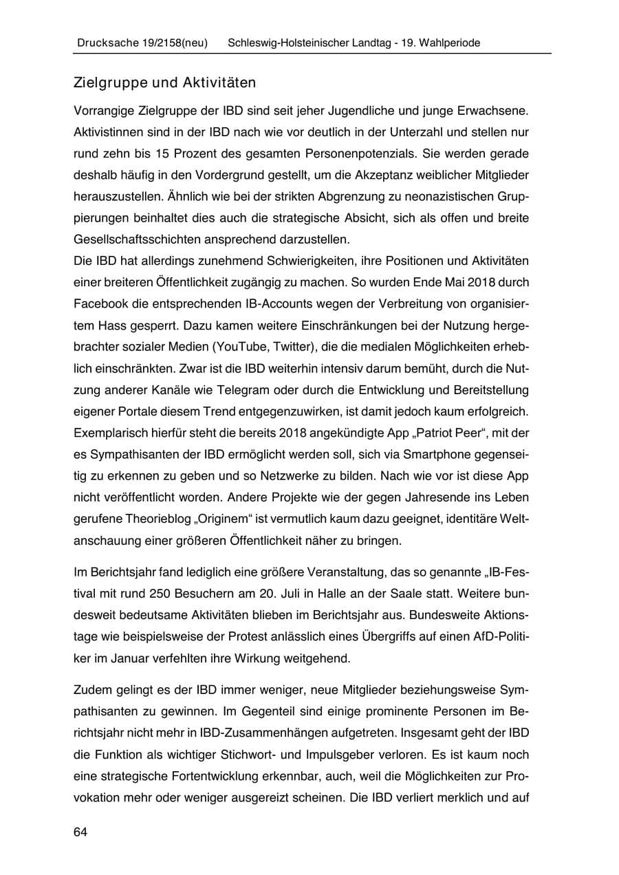 Seite 78 des Verfassungsschutzbericht 2019 Schleswig-Holstein