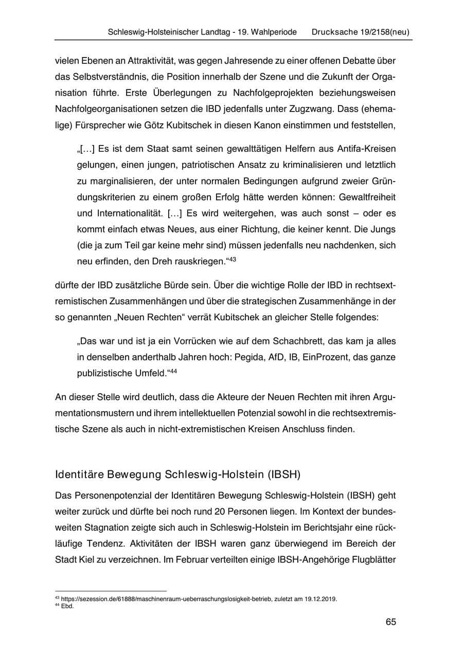 Seite 79 des Verfassungsschutzbericht 2019 Schleswig-Holstein