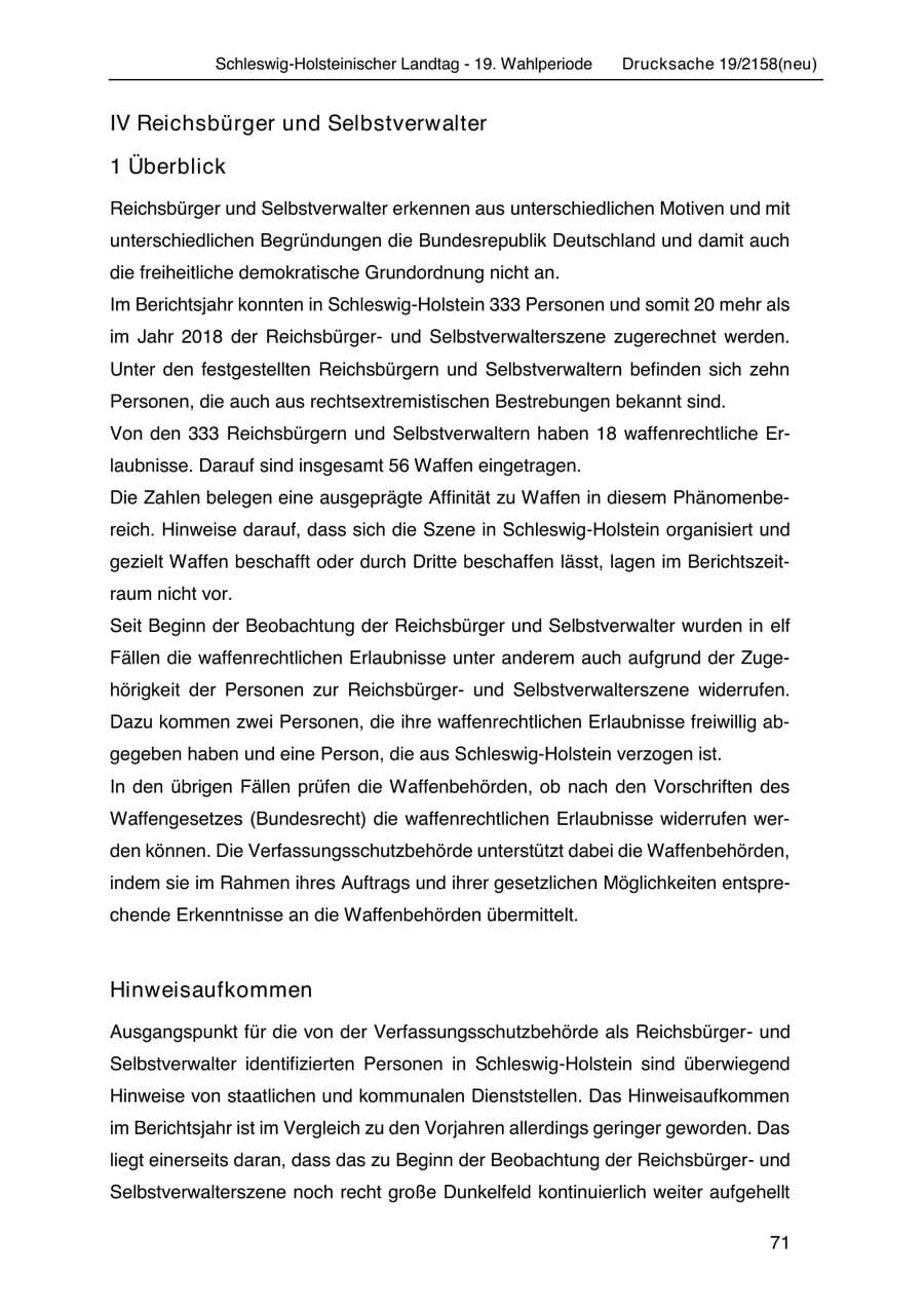 Seite 85 des Verfassungsschutzbericht 2019 Schleswig-Holstein