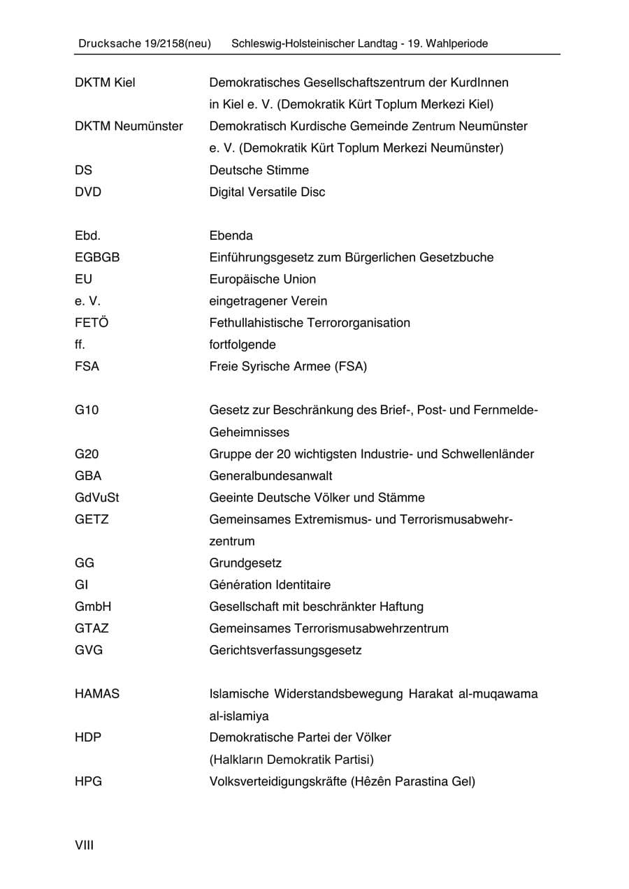 Seite 10 des Verfassungsschutzbericht 2019 Schleswig-Holstein