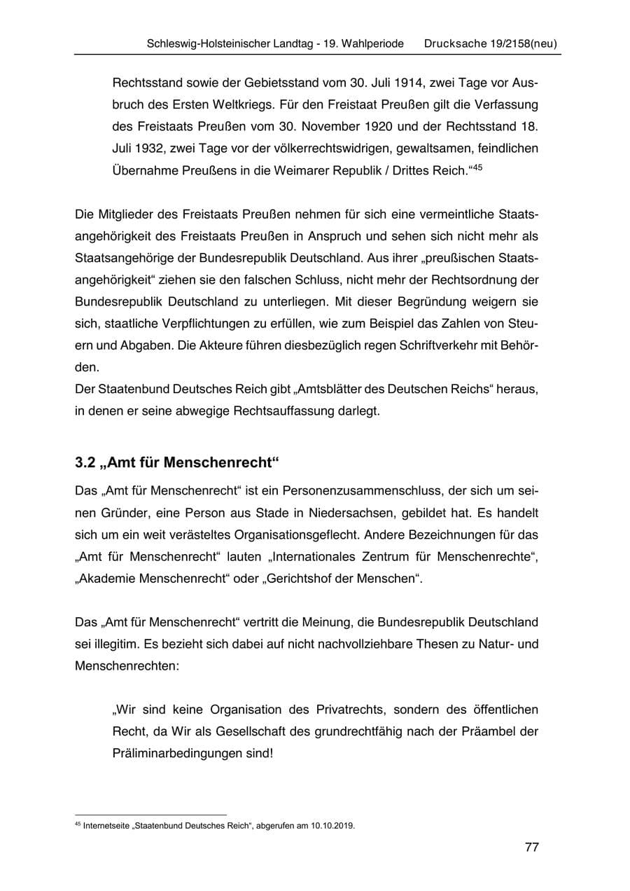 Seite 91 des Verfassungsschutzbericht 2019 Schleswig-Holstein