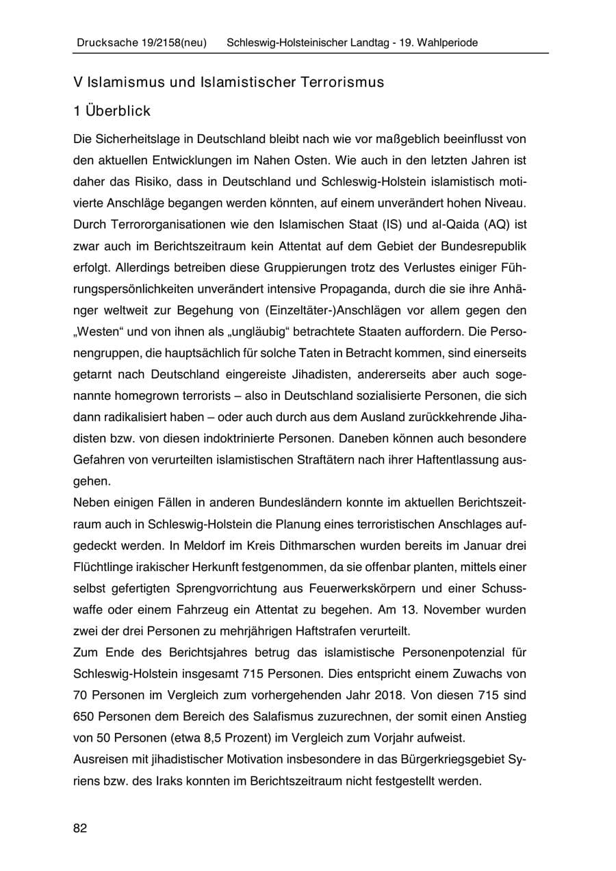 Seite 96 des Verfassungsschutzbericht 2019 Schleswig-Holstein