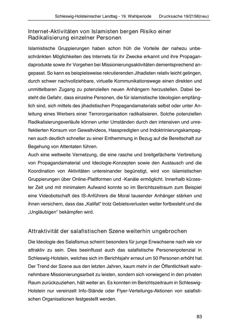 Seite 97 des Verfassungsschutzbericht 2019 Schleswig-Holstein