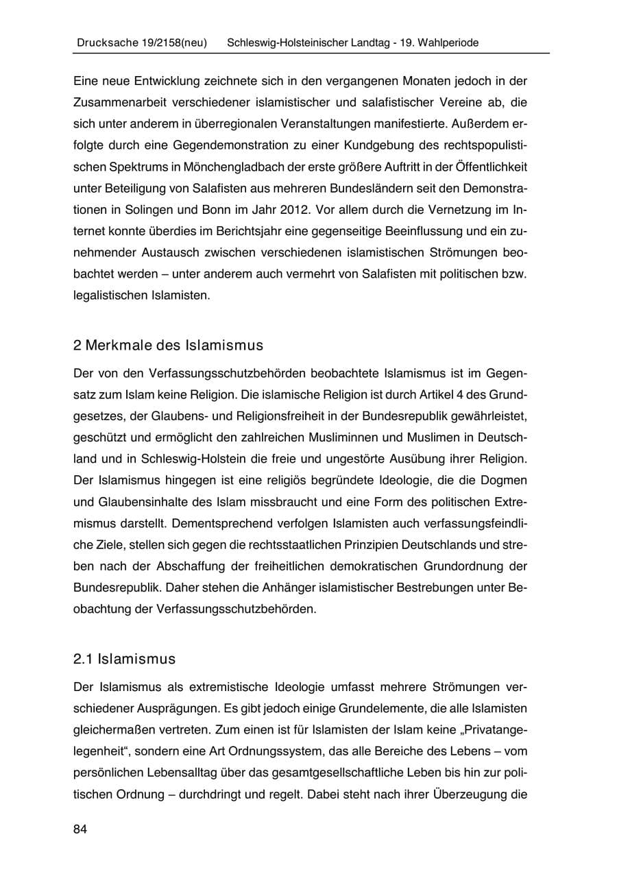 Seite 98 des Verfassungsschutzbericht 2019 Schleswig-Holstein