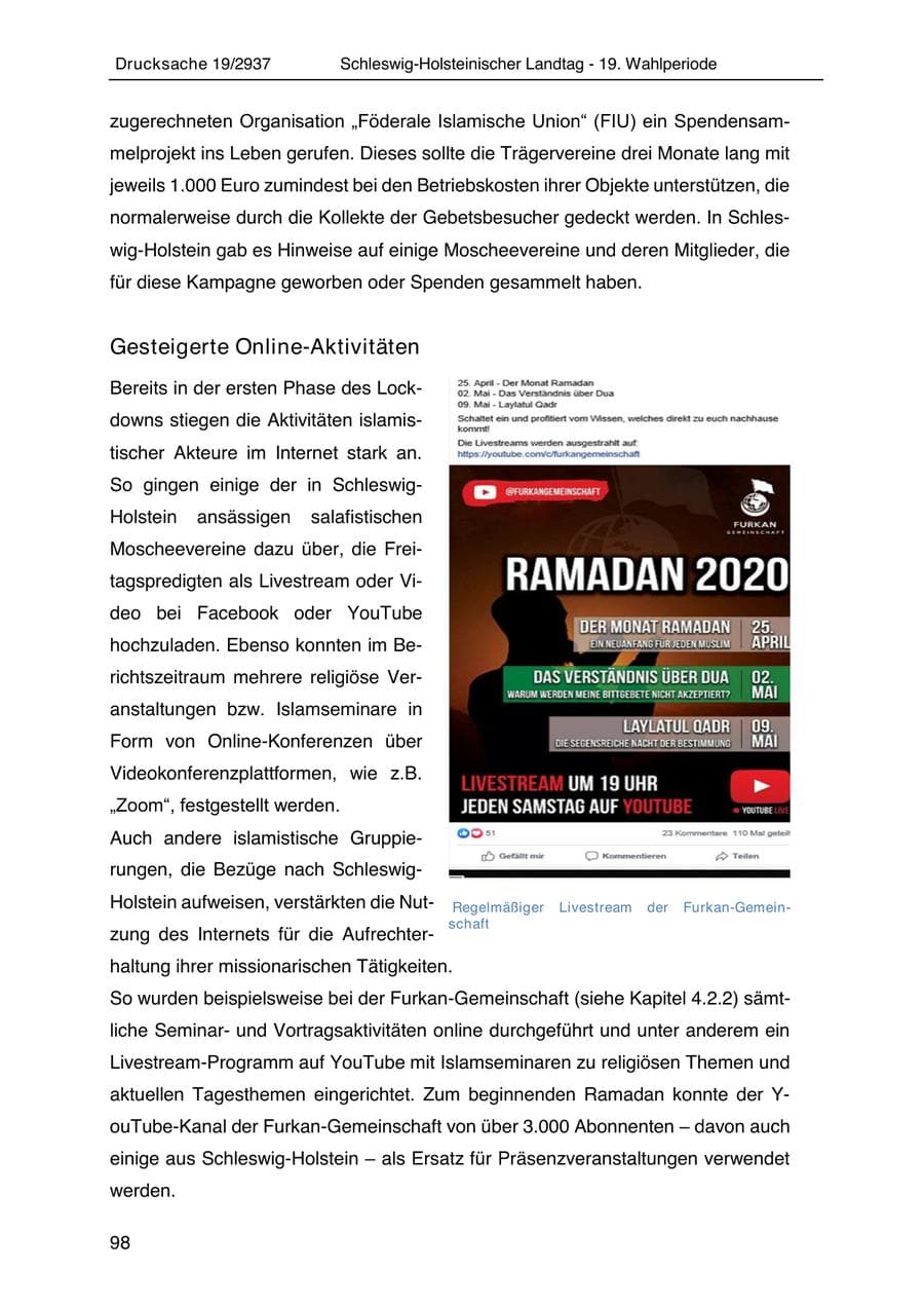 Seite 110 des Verfassungsschutzbericht 2020 Schleswig-Holstein