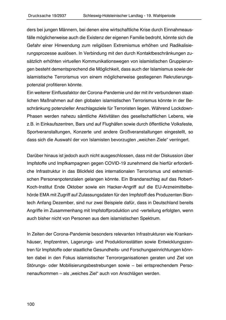 Seite 112 des Verfassungsschutzbericht 2020 Schleswig-Holstein