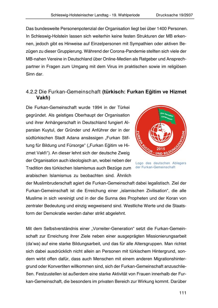 Seite 123 des Verfassungsschutzbericht 2020 Schleswig-Holstein