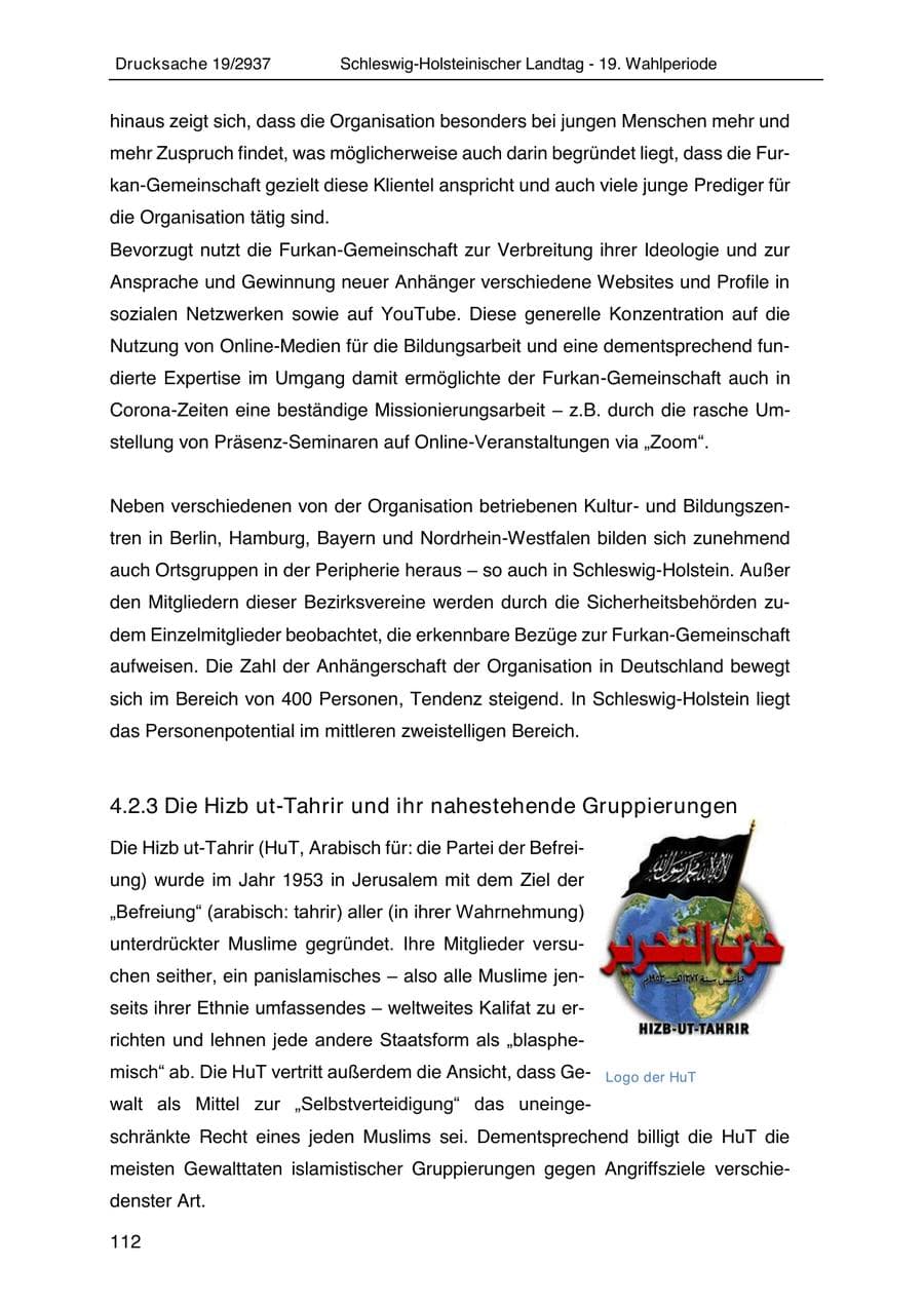 Seite 124 des Verfassungsschutzbericht 2020 Schleswig-Holstein