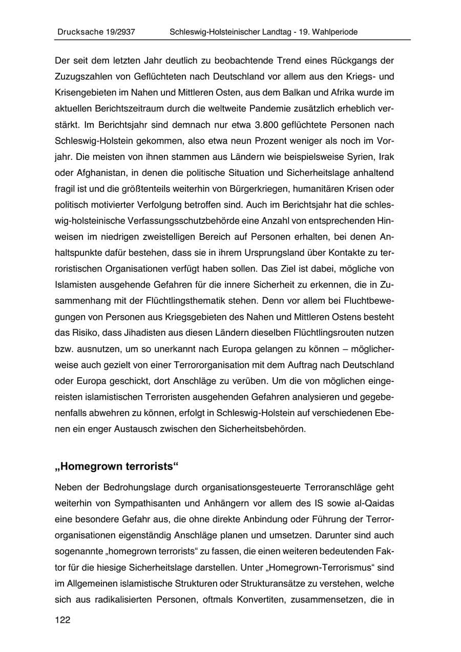 Seite 134 des Verfassungsschutzbericht 2020 Schleswig-Holstein