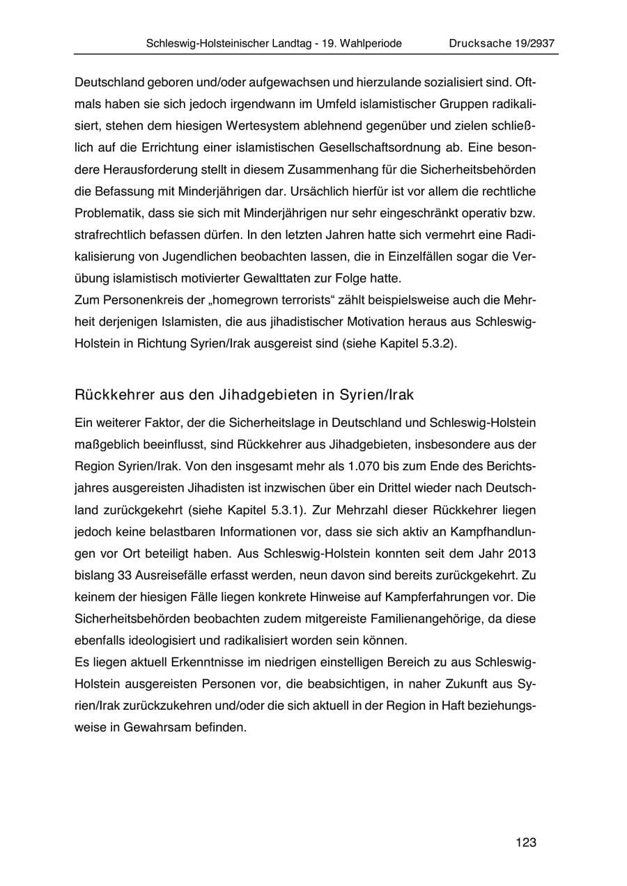 Seite 135 des Verfassungsschutzbericht 2020 Schleswig-Holstein