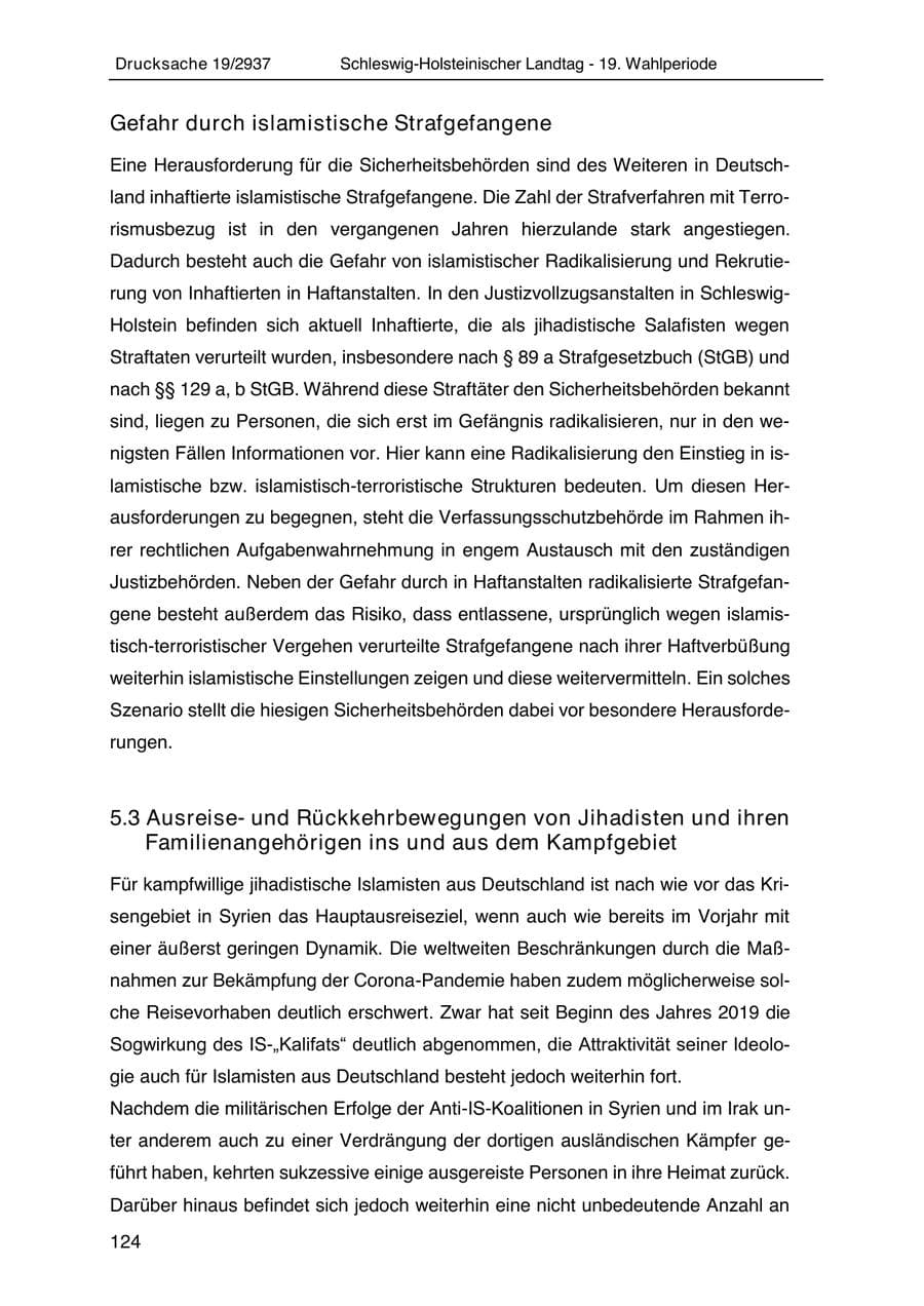 Seite 136 des Verfassungsschutzbericht 2020 Schleswig-Holstein