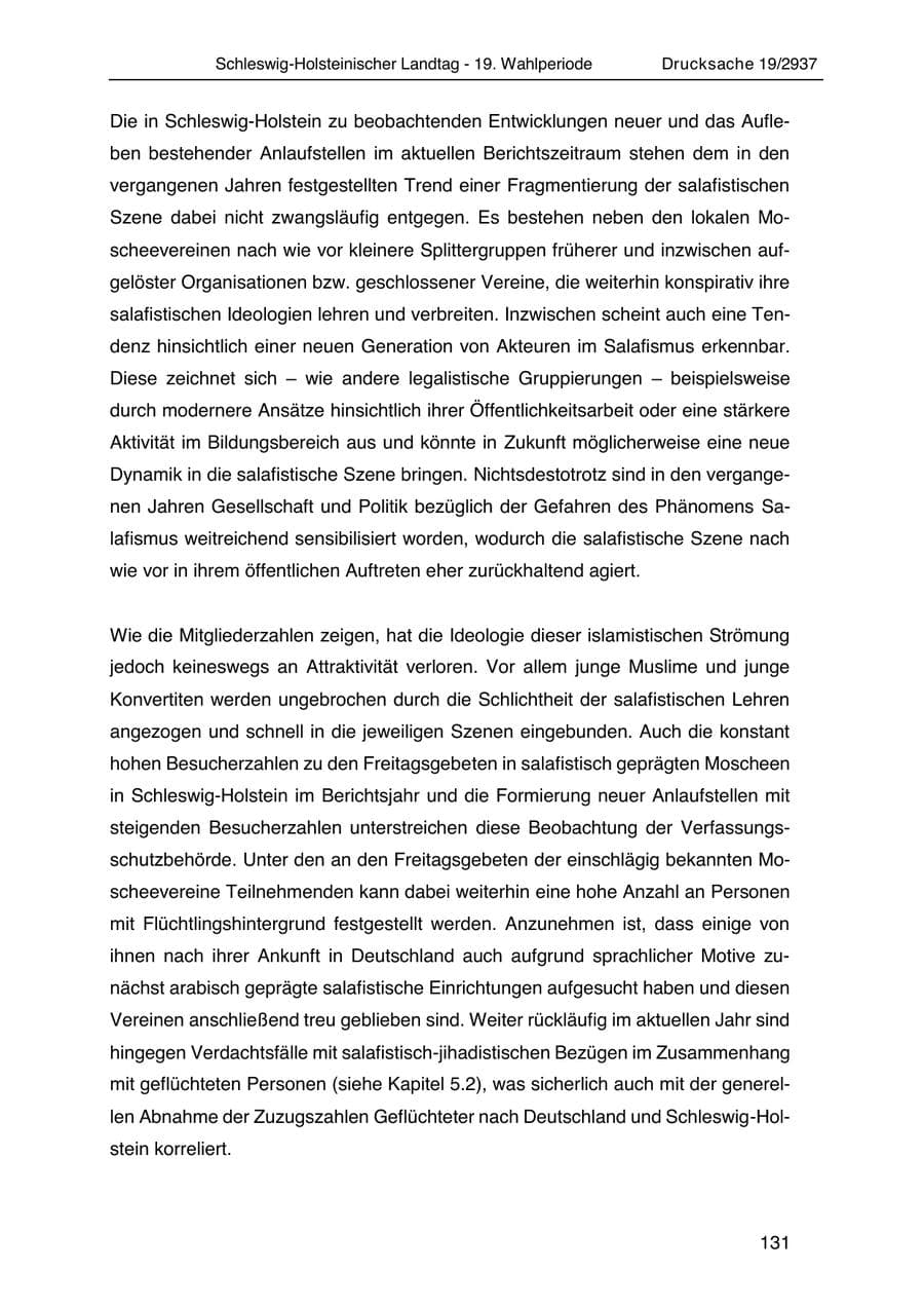 Seite 143 des Verfassungsschutzbericht 2020 Schleswig-Holstein