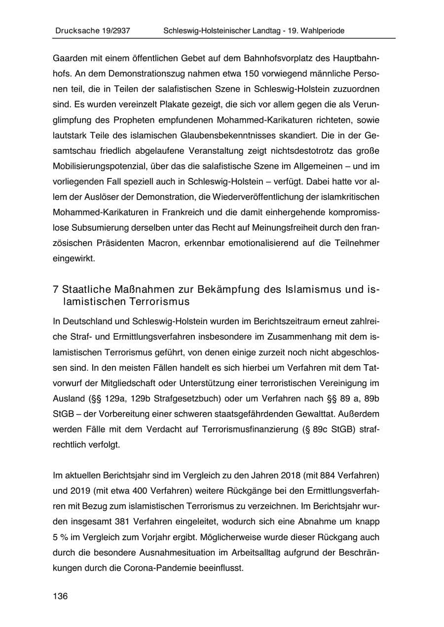 Seite 148 des Verfassungsschutzbericht 2020 Schleswig-Holstein