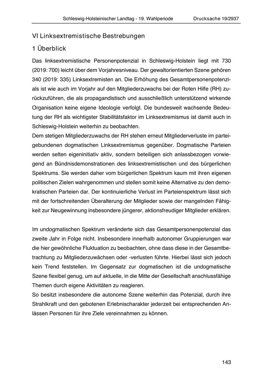 Seite 155 des Verfassungsschutzbericht 2020 Schleswig-Holstein
