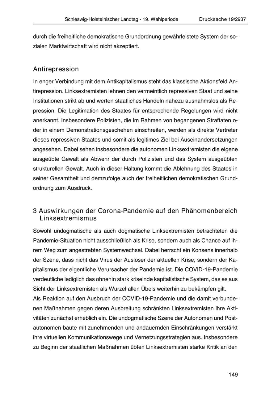 Seite 161 des Verfassungsschutzbericht 2020 Schleswig-Holstein